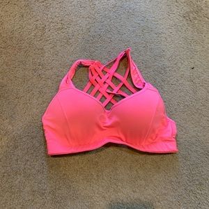 Neon pink sports bra size M
